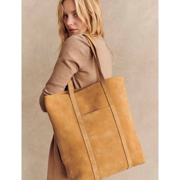 NWT Sezane The Tote Chocolate Crocodile Embossed Leather Large Tote Purse - Picture 8 of 10